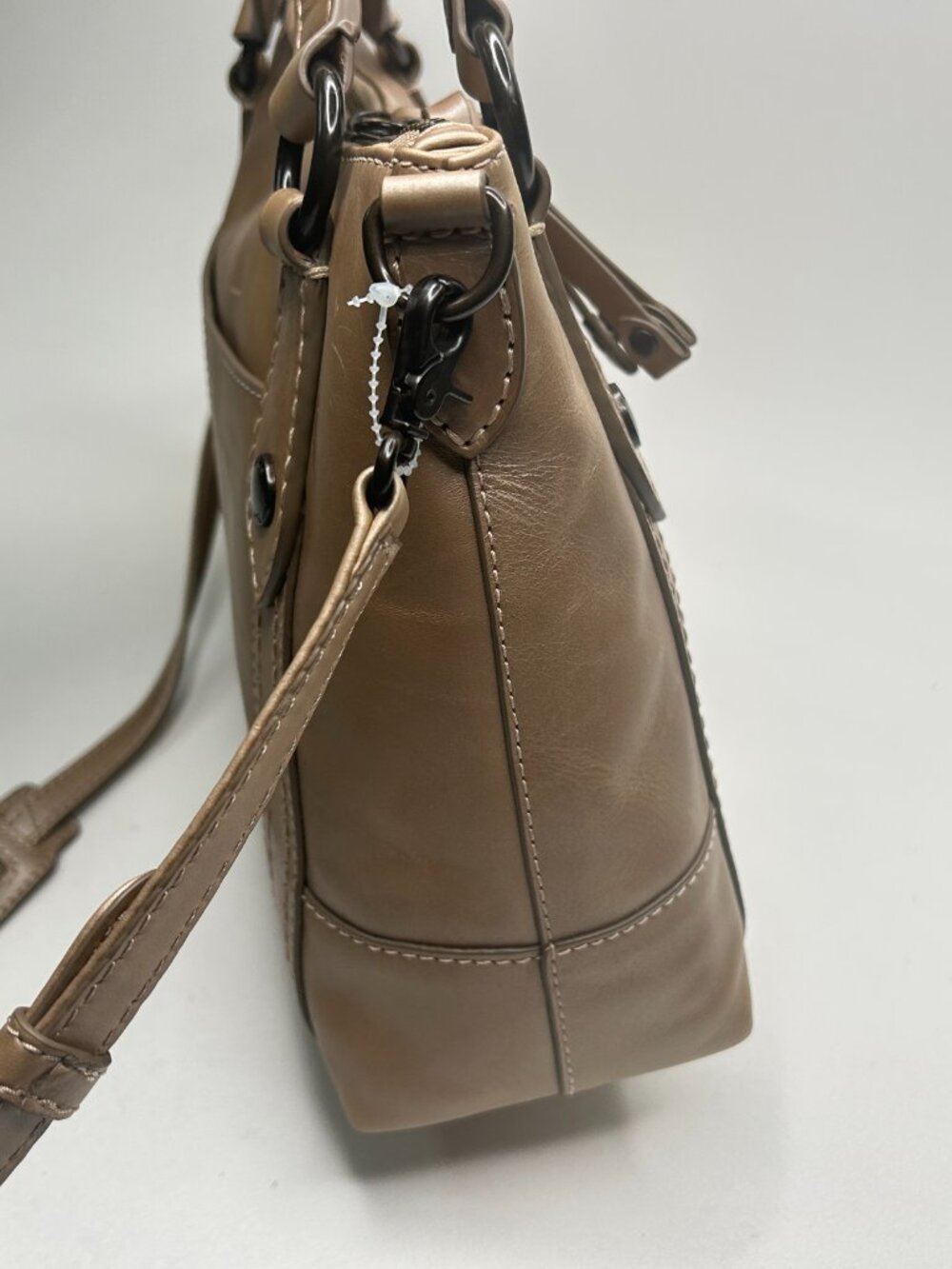 FRYE Melissa Medium Satchel w/ Detachable Crossbody Strap Light Bronze Leather C - Picture 4 of 11